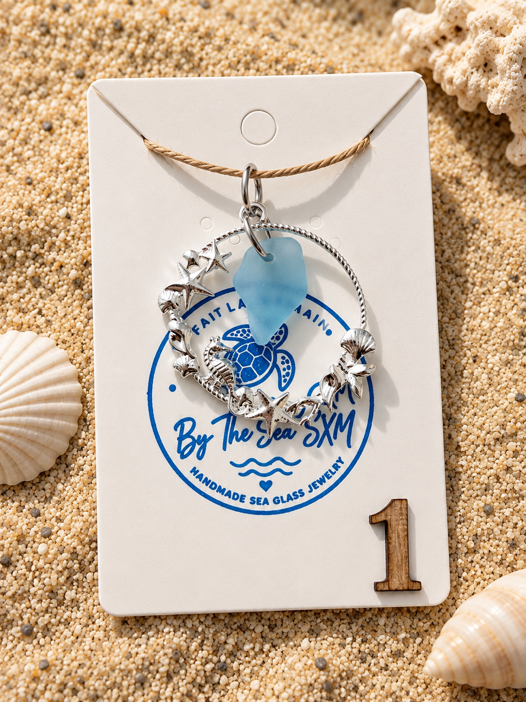 Genuine Caribbean Sea Glass Necklace, Ocean Pendant, Silver Coastal Jewelry, Beach Necklace, Saint Martin Sea Glass, Nautical Gift