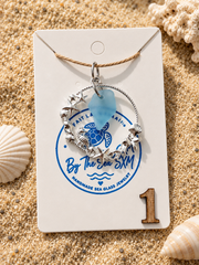 Genuine Caribbean Sea Glass Necklace, Ocean Pendant, Silver Coastal Jewelry, Beach Necklace, Saint Martin Sea Glass, Nautical Gift