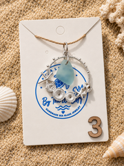 Genuine Caribbean Sea Glass Necklace, Ocean Pendant, Silver Coastal Jewelry, Beach Necklace, Saint Martin Sea Glass, Nautical Gift