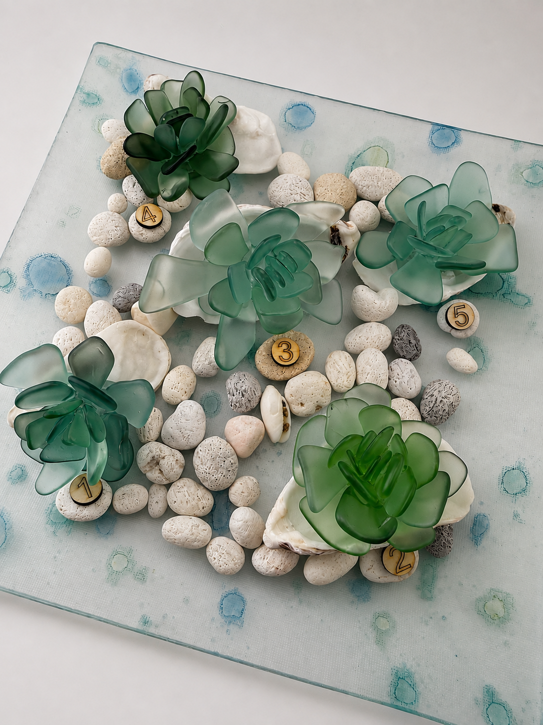 Sea Glass Succulent Art, Seacculent™ Coastal Decor, Rare Color Sea Glass, Seashell Art, The Seafoam Five 2026