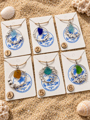 Genuine Caribbean Sea Glass Necklace, Ocean Pendant, Silver Coastal Jewelry, Beach Necklace, Saint Martin Sea Glass, Nautical Gift