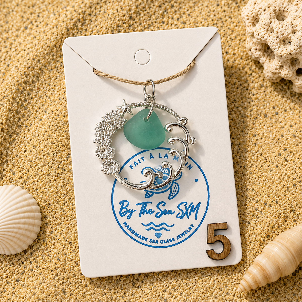 Genuine Caribbean Sea Glass Necklace, Ocean Pendant, Silver Coastal Jewelry, Beach Necklace, Saint Martin Sea Glass, Nautical Gift