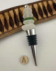 Caribbean Sea Glass Wine Bottle Stopper, Coastal Hostess Gift, Handmade Beach House Decor