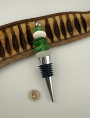 Caribbean Sea Glass Wine Bottle Stopper, Coastal Hostess Gift, Handmade Beach House Decor