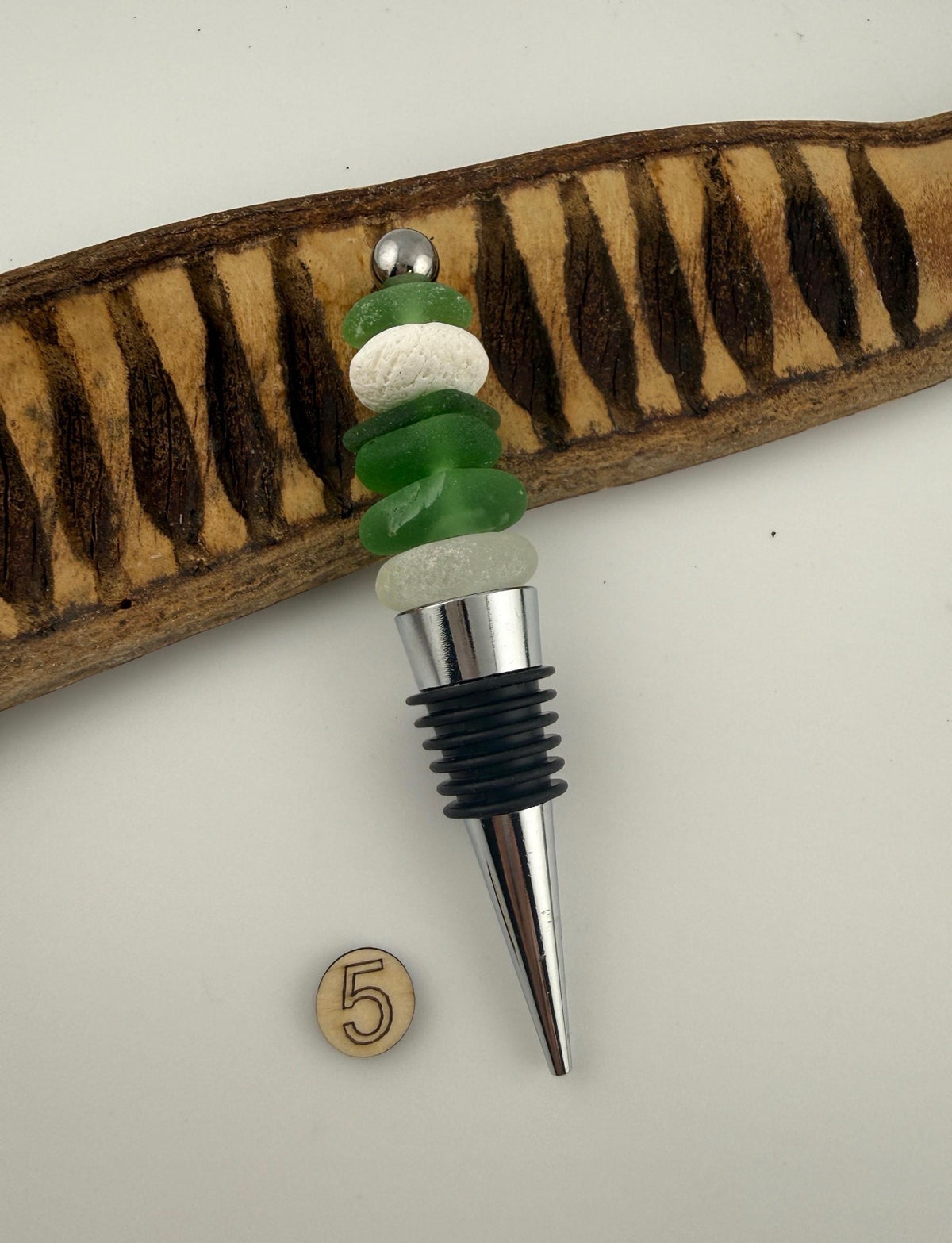 Caribbean Sea Glass Wine Bottle Stopper, Coastal Hostess Gift, Handmade Beach House Decor