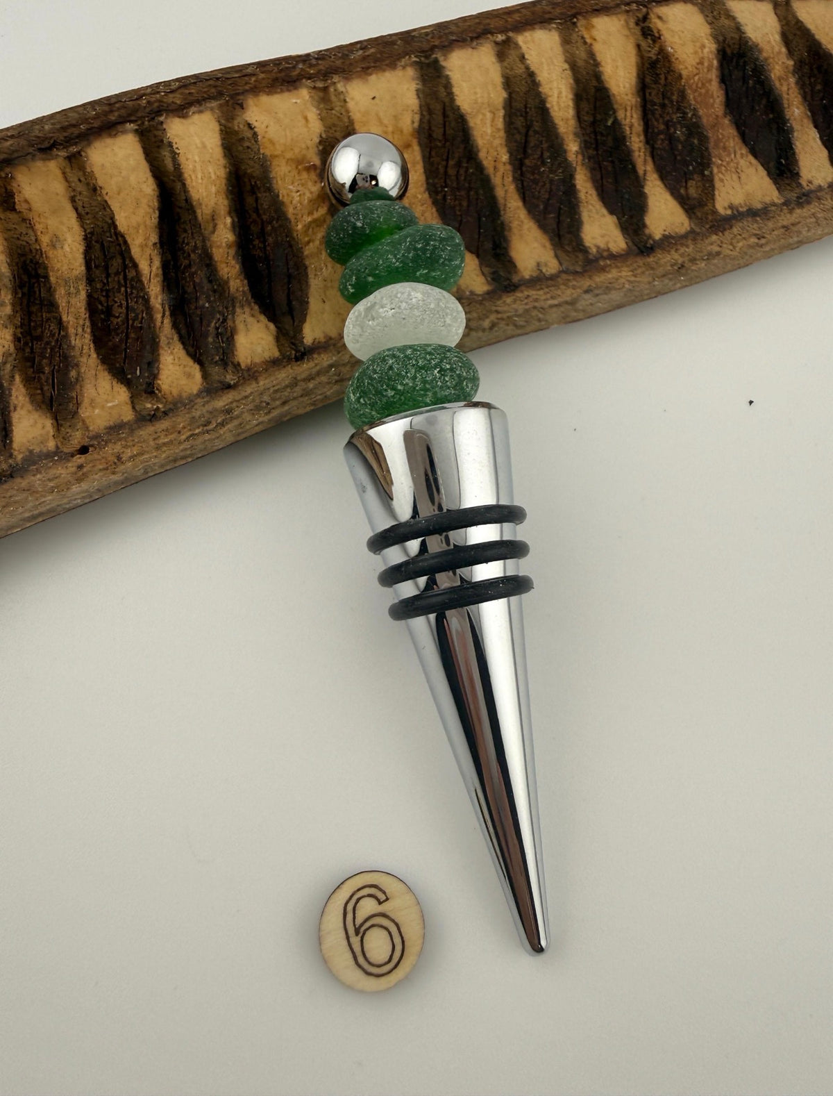 Caribbean Sea Glass Wine Bottle Stopper, Coastal Hostess Gift, Handmade Beach House Decor