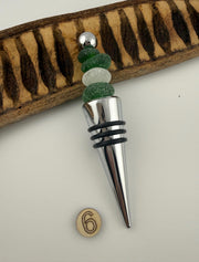 Caribbean Sea Glass Wine Bottle Stopper, Coastal Hostess Gift, Handmade Beach House Decor
