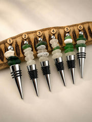 Caribbean Sea Glass Wine Bottle Stopper, Coastal Hostess Gift, Handmade Beach House Decor