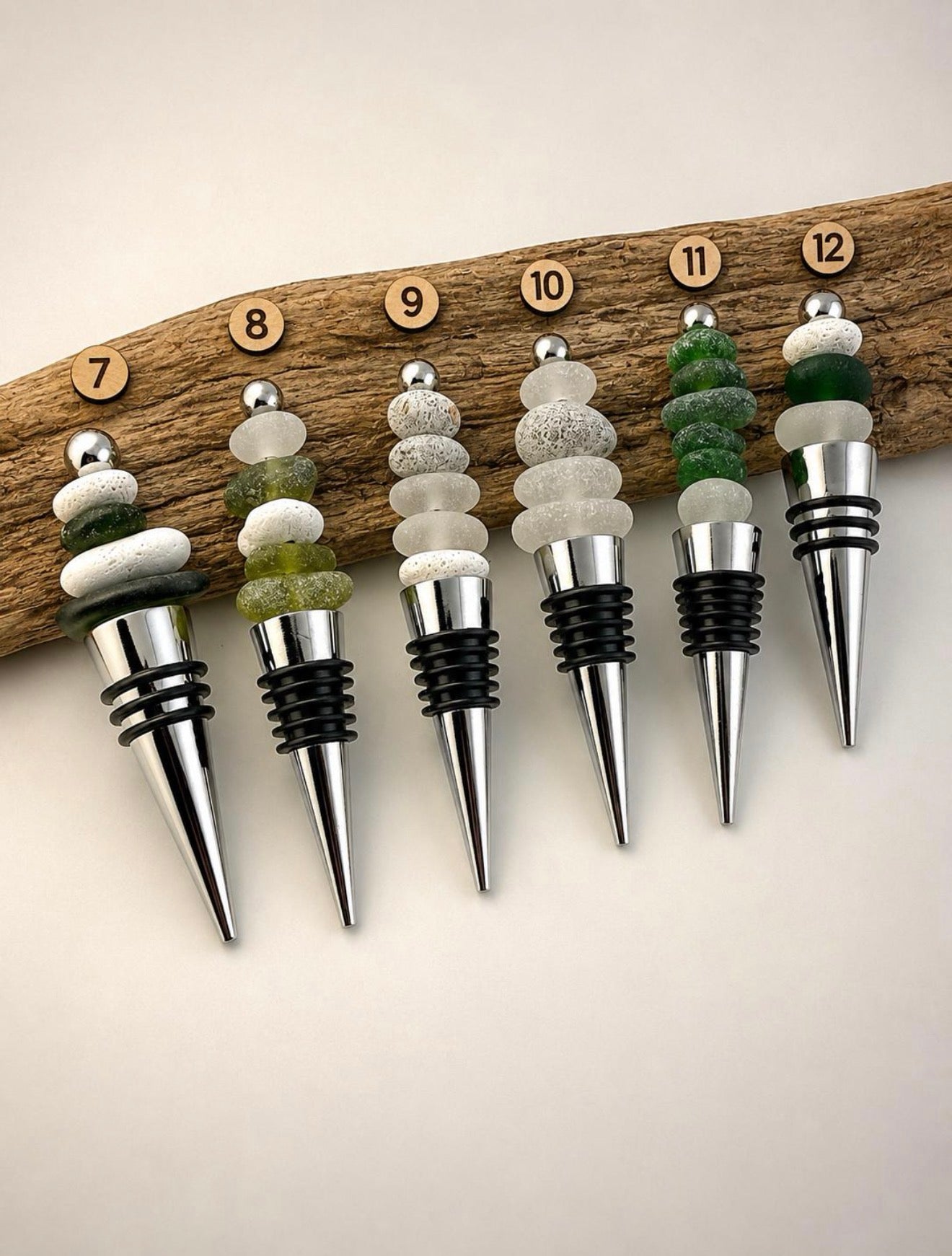 Caribbean Sea Glass Wine Bottle Stopper, Coastal Hostess Gift, Handmade Beach House Decor