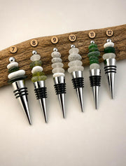 Caribbean Sea Glass Wine Bottle Stopper, Coastal Hostess Gift, Handmade Beach House Decor