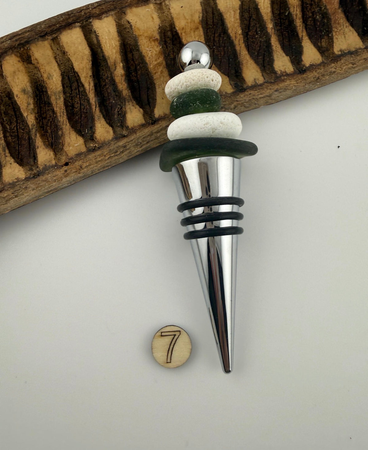 Caribbean Sea Glass Wine Bottle Stopper, Coastal Hostess Gift, Handmade Beach House Decor