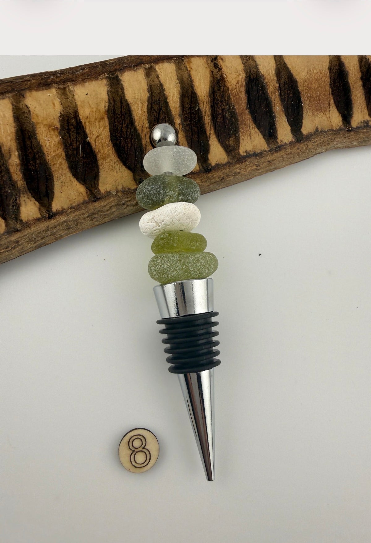 Caribbean Sea Glass Wine Bottle Stopper, Coastal Hostess Gift, Handmade Beach House Decor