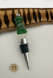 Caribbean Sea Glass Wine Bottle Stopper, Coastal Hostess Gift, Handmade Beach House Decor