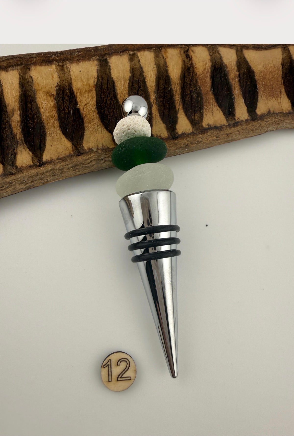 Caribbean Sea Glass Wine Bottle Stopper, Coastal Hostess Gift, Handmade Beach House Decor