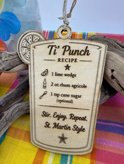 Caribbean Ice Cocktail Ornament Set, Real Sea Glass Christmas Ornaments, Mojito Piña Colada Ti Punch Pain Killer Decor