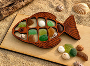Ocean Treasure Fish™ - Interactive Sea Glass Curio Display - Genuine Caribbean Sea Glass - Coastal Decor Gift