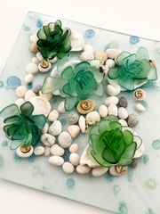 Sea Glass Succulent Art, Seacculent™ Coastal Decor, Rare Color Sea Glass, Seashell Art, The Seafoam Five 2026
