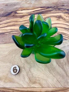 Seacculents™ Authentic Caribbean Sea Glass Succulent in Engraved Wooden Pot | Coastal Desk Decor | Beach House Gift | Saint Martin Sea Glass