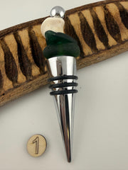 Caribbean Sea Glass Wine Bottle Stopper, Coastal Hostess Gift, Handmade Beach House Decor