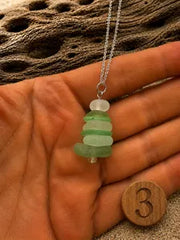 Caribbean Sea Glass Cairn Necklace, Remembrance Jewelry, Memorial Gift, Genuine Sea Glass Pendant, Coastal Jewelry
