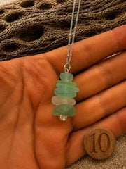 Caribbean Sea Glass Cairn Necklace, Remembrance Jewelry, Memorial Gift, Genuine Sea Glass Pendant, Coastal Jewelry