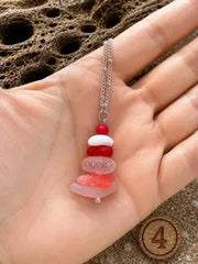 Caribbean Sea Glass Cairn Necklace, Remembrance Jewelry, Memorial Gift, Genuine Sea Glass Pendant, Coastal Jewelry