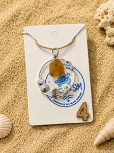 Genuine Caribbean Sea Glass Necklace, Ocean Pendant, Silver Coastal Jewelry, Beach Necklace, Saint Martin Sea Glass, Nautical Gift