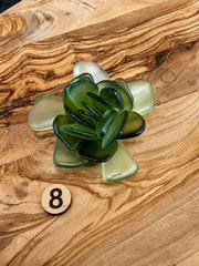 Seacculents™ Authentic Caribbean Sea Glass Succulent in Engraved Wooden Pot | Coastal Desk Decor | Beach House Gift | Saint Martin Sea Glass