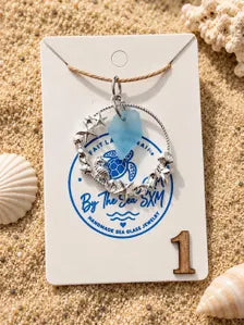 Genuine Caribbean Sea Glass Necklace, Ocean Pendant, Silver Coastal Jewelry, Beach Necklace, Saint Martin Sea Glass, Nautical Gift
