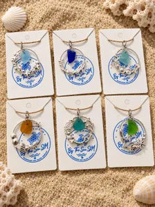 Genuine Caribbean Sea Glass Necklace, Ocean Pendant, Silver Coastal Jewelry, Beach Necklace, Saint Martin Sea Glass, Nautical Gift