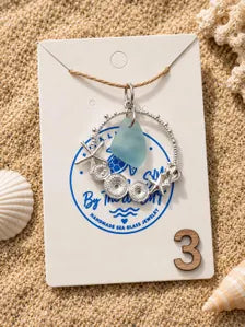 Genuine Caribbean Sea Glass Necklace, Ocean Pendant, Silver Coastal Jewelry, Beach Necklace, Saint Martin Sea Glass, Nautical Gift