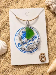 Genuine Caribbean Sea Glass Necklace, Ocean Pendant, Silver Coastal Jewelry, Beach Necklace, Saint Martin Sea Glass, Nautical Gift