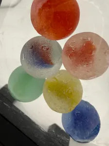 Rare Sea Glass Collector Marbles – Caribbean Rainbow Set of 6 – Perfectly Imperfect Sea Finds– Genuine Sea Found Glass Marble Collection