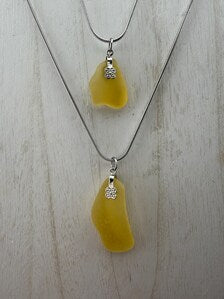 Rare Authentic Caribbean Sunshine Sea Glass Necklace – Butter Yellow – Honey Butter & Butter Kiss