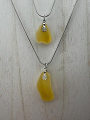 Rare Authentic Caribbean Sunshine Sea Glass Necklace – Butter Yellow – Honey Butter & Butter Kiss