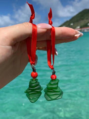 Handmade Sea Glass Christmas Tree Ornament – Caribbean Holiday Decor