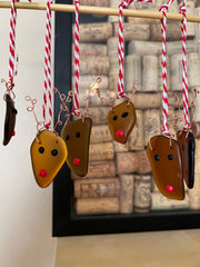 Set of 2, Sea Glass Reindeer Couple Christmas Ornaments, Handmade Coastal Holiday Decor
