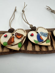Sea Glass Love Birds Ornament – Handmade Coastal Wedding or Christmas Gift