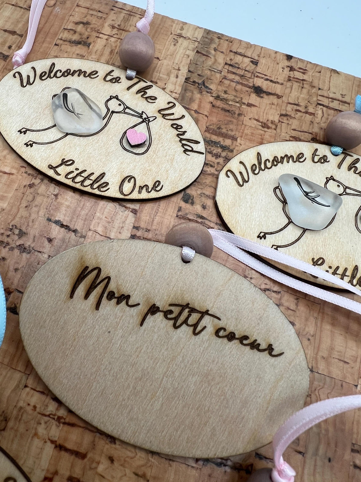 Sea Glass Baby Ornament, Wooden Welcome to the World Gift, Baby’s Shower Keepsake, Baby’s first Christmas