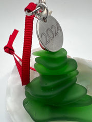 Handmade Sea Glass Christmas Tree Ornament – Caribbean Holiday Decor