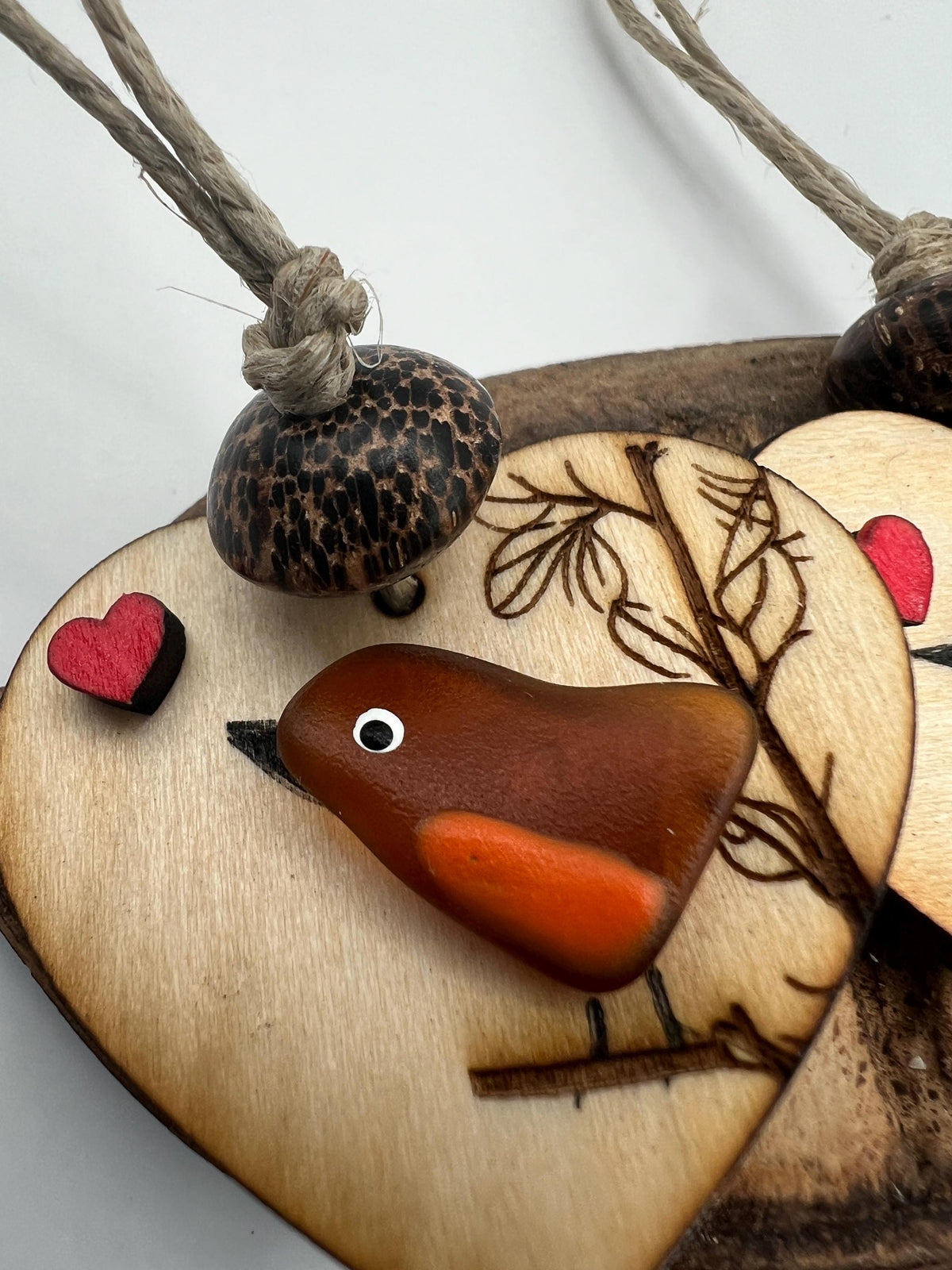 Sea Glass Bird Ornament, Coastal Christmas Ornament, Handmade Beach Decor, Bird Lover Gift