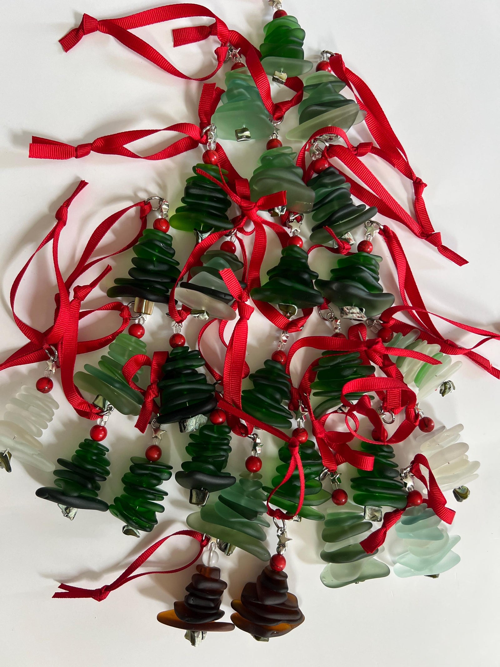 Handmade Sea Glass Christmas Tree Ornament – Caribbean Holiday Decor