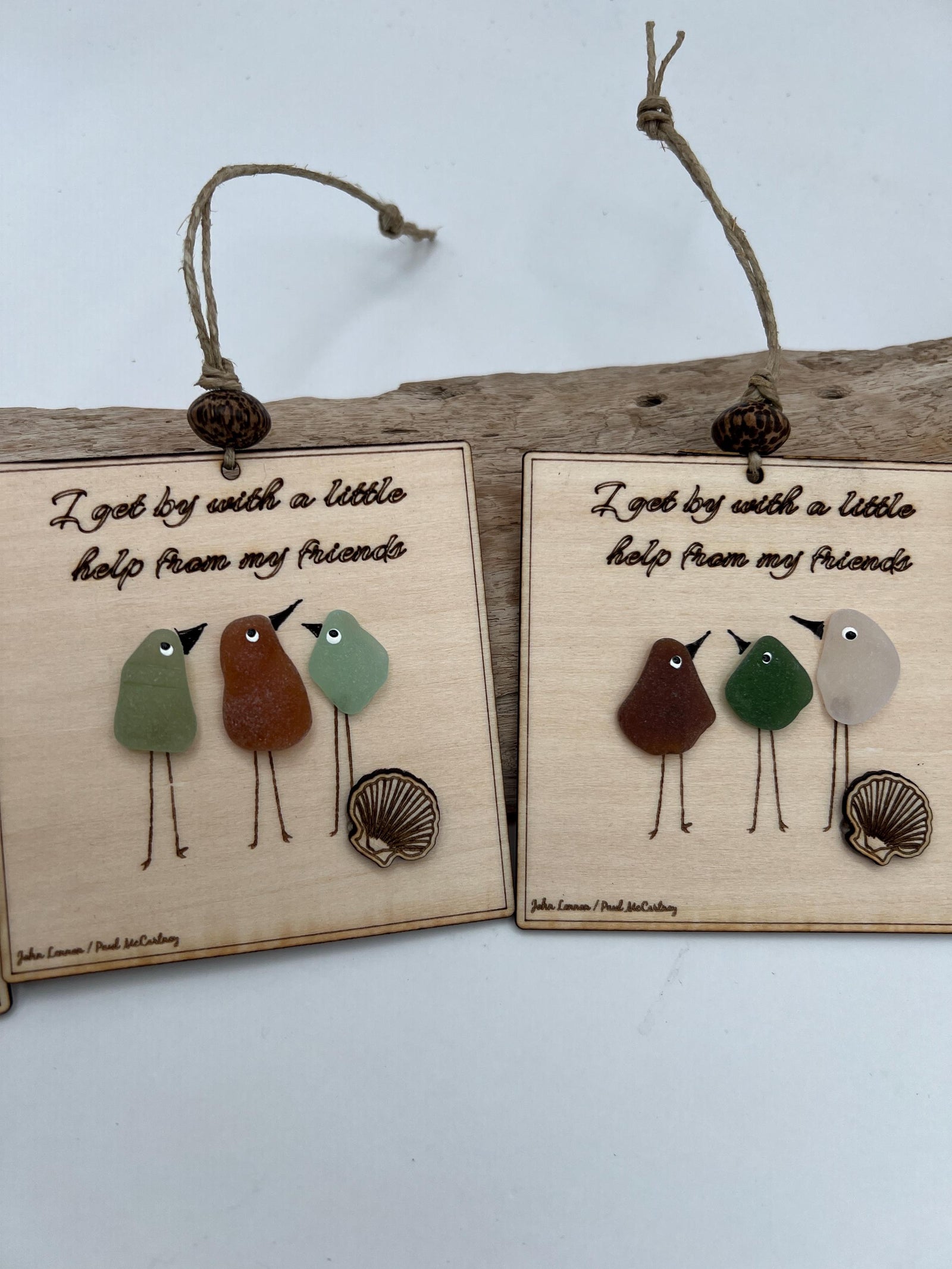 Personalized Sea Glass Bird Ornament – Engraved Friendship (Christmas) Gift