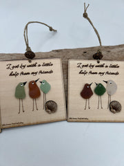 Personalized Sea Glass Bird Ornament – Engraved Friendship (Christmas) Gift