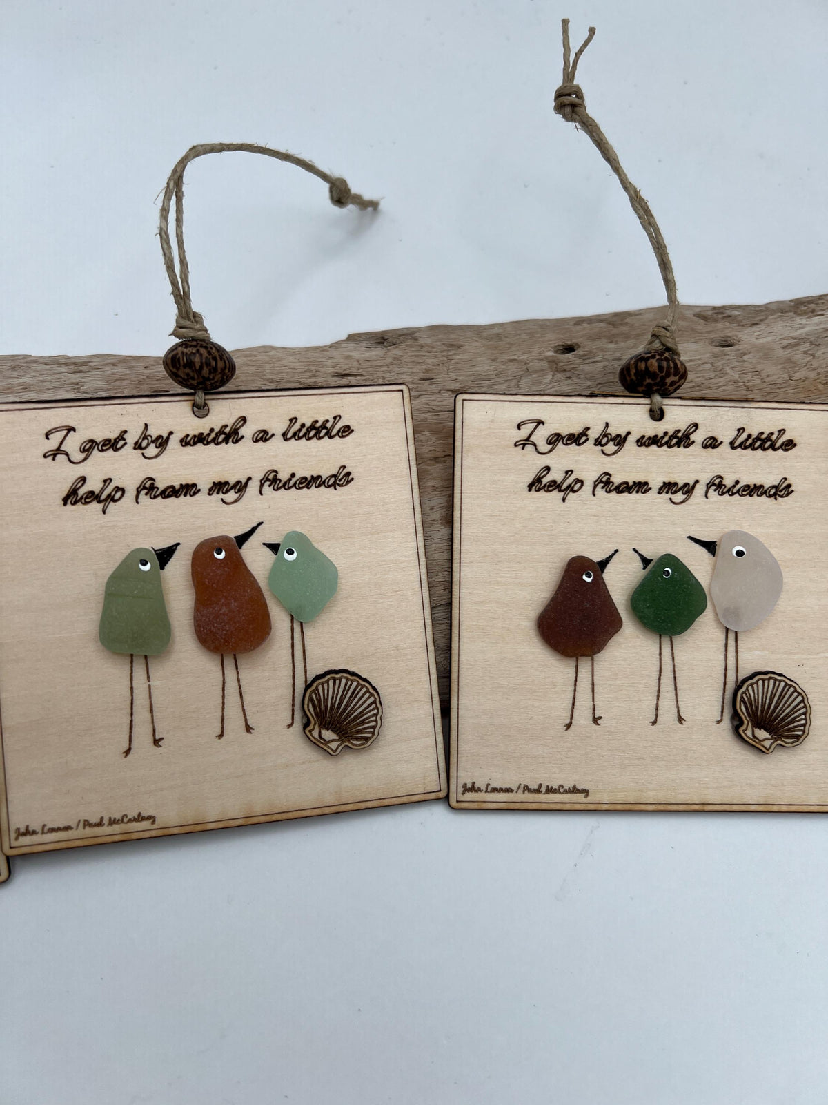 Personalized Sea Glass Bird Ornament – Engraved Friendship (Christmas) Gift