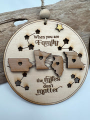 Personalized Wooden Family Ornament, Across the Miles (Christmas) Gift