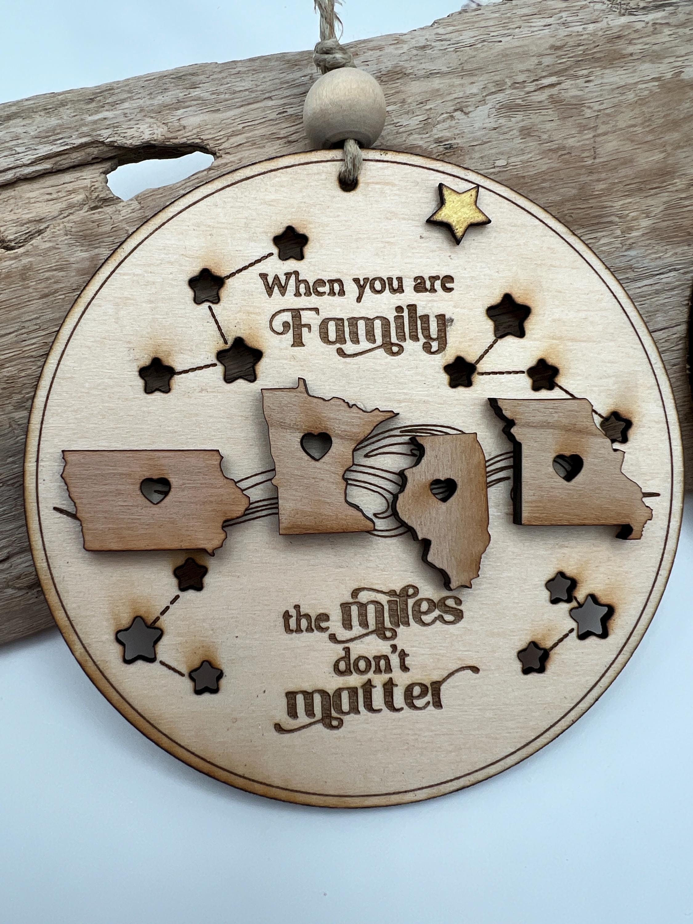 Personalized Wooden Family Ornament, Across the Miles (Christmas) Gift
