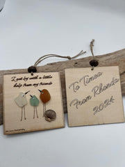 Personalized Sea Glass Bird Ornament – Engraved Friendship (Christmas) Gift
