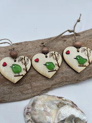 Sea Glass Bird Ornament, Coastal Christmas Ornament, Handmade Beach Decor, Bird Lover Gift