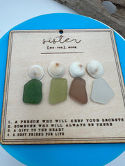 Handmade Sea Glass Sister Keepsake Ornament, Personalized Wood Family Art